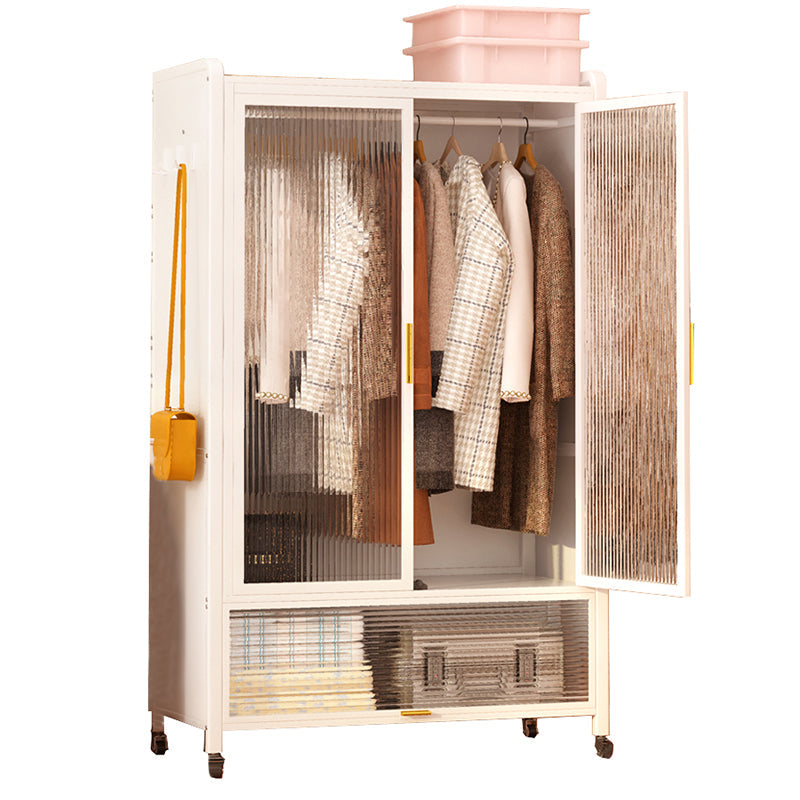 Contemporary Freestanding Wardrobe Home White Wardrobe Closet Armoire 39"L x 18"W x 67"H White Clearhalo 'Armoires & Wardrobes' 'armoires_wardrobes' 'Bedroom Furniture' 'furn' 'furn_armoires_wardrobes' 'Furniture' 7396071