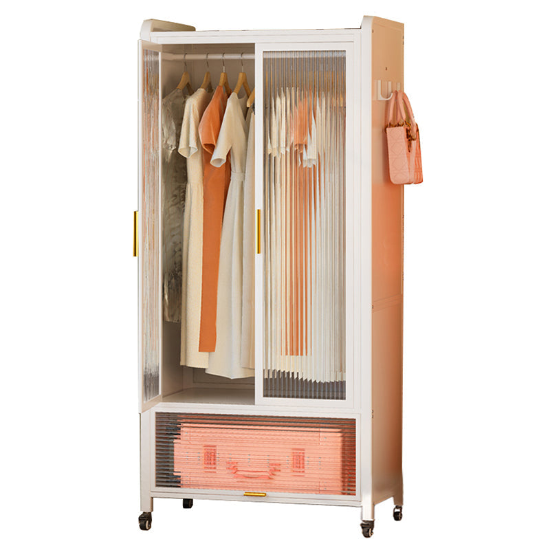 Contemporary Freestanding Wardrobe Home White Wardrobe Closet Armoire 24"L x 18"W x 67"H White Clearhalo 'Armoires & Wardrobes' 'armoires_wardrobes' 'Bedroom Furniture' 'furn' 'furn_armoires_wardrobes' 'Furniture' 7396072
