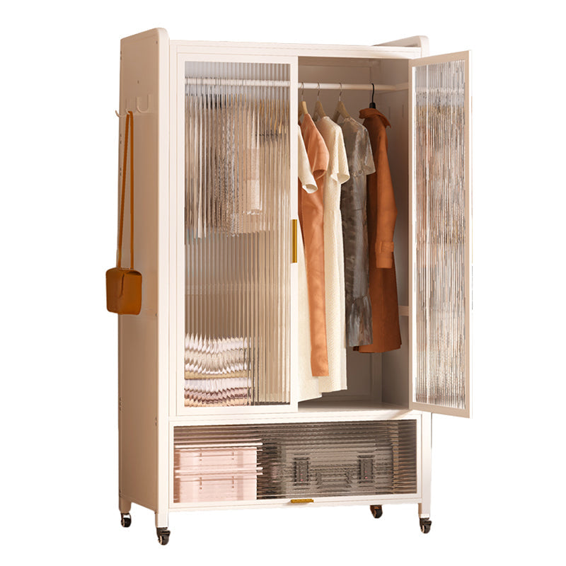 Contemporary Freestanding Wardrobe Home White Wardrobe Closet Armoire 31"L x 18"W x 67"H White Clearhalo 'Armoires & Wardrobes' 'armoires_wardrobes' 'Bedroom Furniture' 'furn' 'furn_armoires_wardrobes' 'Furniture' 7396074