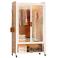 Contemporary Freestanding Wardrobe Home White Wardrobe Closet Armoire 31"L x 18"W x 67"H White-Gold Clearhalo 'Armoires & Wardrobes' 'armoires_wardrobes' 'Bedroom Furniture' 'furn' 'furn_armoires_wardrobes' 'Furniture' 7396075