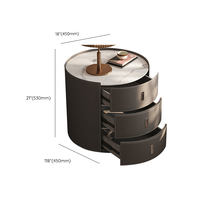3つの引き出し現代のアクセントテーブルナイトスタンドフェイクレザーベッドナイトスタンド