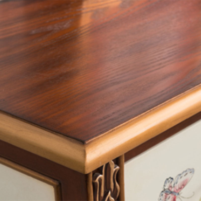 Madera sólida de cofre de almacenamiento tradicional de 15.6 pulgadas de ancho