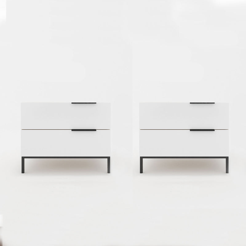 Contemporary Night Table Faux Wood Bedside Cabinet with Drawers 20"L x 16"W x 16"H White 2 Piece Set Clearhalo 'Bedroom Furniture' 'furn' 'furn_night_stand' 'Furniture' 'night_stand' 'Nightstands' 7396279