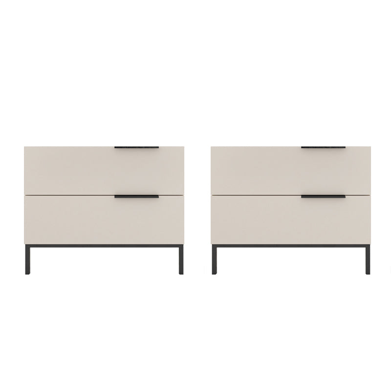 Contemporary Night Table Faux Wood Bedside Cabinet with Drawers Milk Tea Color 2 Piece Set Clearhalo 'Bedroom Furniture' 'furn' 'furn_night_stand' 'Furniture' 'night_stand' 'Nightstands' 7396281