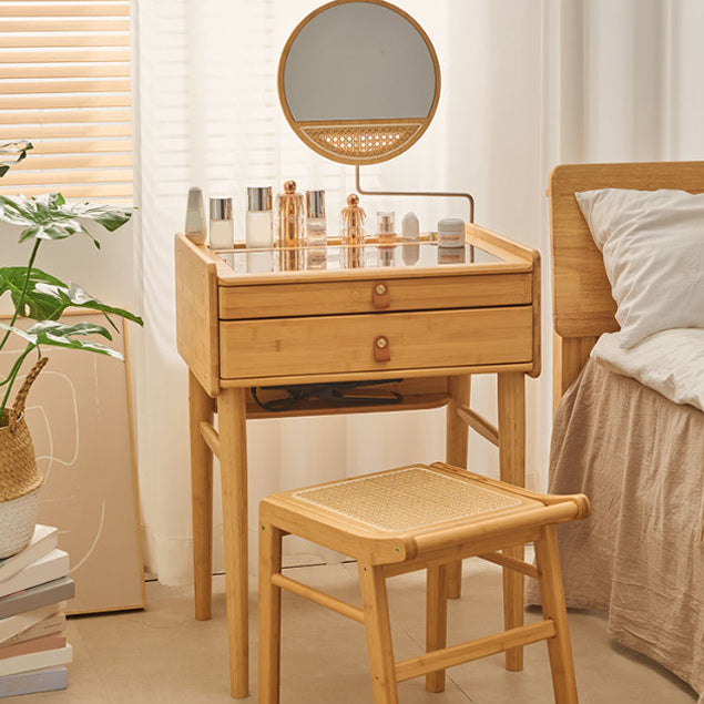 2つの収納引き出し付きの現代の木材の虚栄心鏡付きメイクアップバニティデスク