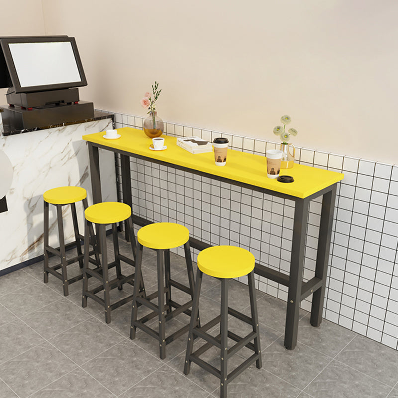 Industrial Rectangle Wood Counter Table 5 Pieces Bar Table Set for Cafe Table & Chair(s) Yellow Black Clearhalo 'Bar Furniture' 'furn' 'furn_home_bar_bar_sets' 'Furniture' 'Home Bars & Bar Sets' 'home_bar_bar_sets' 'Kitchen & Dining Furniture' 7396609