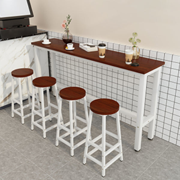 Industrial Rectangle Wood Counter Table 5 Pieces Bar Table Set for Cafe Table & Chair(s) Brown White Clearhalo 'Bar Furniture' 'furn' 'furn_home_bar_bar_sets' 'Furniture' 'Home Bars & Bar Sets' 'home_bar_bar_sets' 'Kitchen & Dining Furniture' 7396615