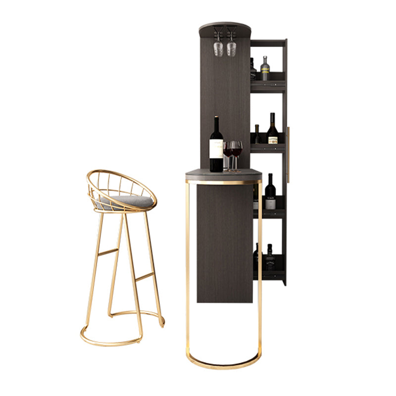 Glam Wood Counter Table 2/3 Pieces Bar Table Set with Wine Racks for Living Room Table & Chair(s) 47"L x 16"W x 38"H 2 Piece Set Clearhalo 'Bar Furniture' 'furn' 'furn_home_bar_bar_sets' 'Furniture' 'Home Bars & Bar Sets' 'home_bar_bar_sets' 'Kitchen & Dining Furniture' 7396652