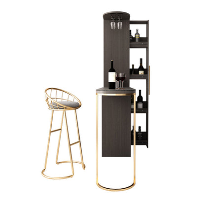 Glam Wood Counter Table 2/3 Pieces Bar Table Set with Wine Racks for Living Room Table & Chair(s) 47"L x 16"W x 38"H 2 Piece Set Clearhalo 'Bar Furniture' 'furn' 'furn_home_bar_bar_sets' 'Furniture' 'Home Bars & Bar Sets' 'home_bar_bar_sets' 'Kitchen & Dining Furniture' 7396652