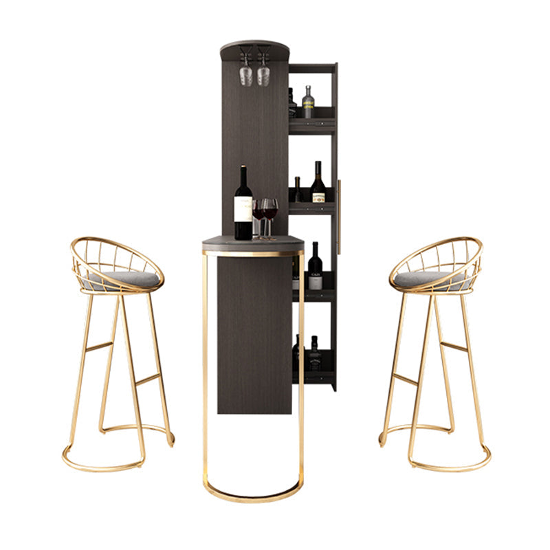 Glam Wood Counter Table 2/3 Pieces Bar Table Set with Wine Racks for Living Room Table & Chair(s) 47"L x 16"W x 38"H 3 Piece Set Clearhalo 'Bar Furniture' 'furn' 'furn_home_bar_bar_sets' 'Furniture' 'Home Bars & Bar Sets' 'home_bar_bar_sets' 'Kitchen & Dining Furniture' 7396653