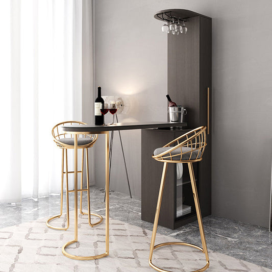 Glam Wood Counter Table 2/3 Pieces Bar Table Set with Wine Racks for Living Room