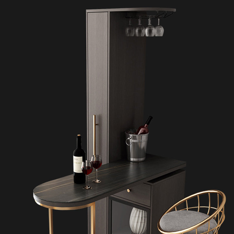 Glam Wood Counter Table 2/3 Pieces Bar Table Set with Wine Racks for Living Room Clearhalo 'Bar Furniture' 'furn' 'furn_home_bar_bar_sets' 'Furniture' 'Home Bars & Bar Sets' 'home_bar_bar_sets' 'Kitchen & Dining Furniture' 7396659
