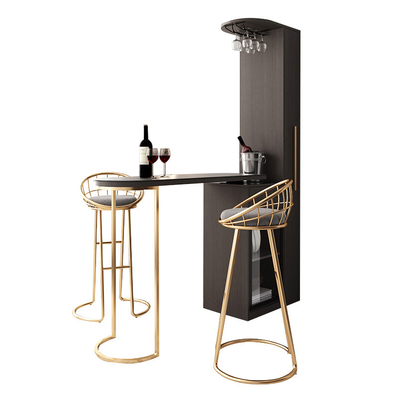 Glam Wood Counter Table 2/3 Pieces Bar Table Set with Wine Racks for Living Room Clearhalo 'Bar Furniture' 'furn' 'furn_home_bar_bar_sets' 'Furniture' 'Home Bars & Bar Sets' 'home_bar_bar_sets' 'Kitchen & Dining Furniture' 7396661