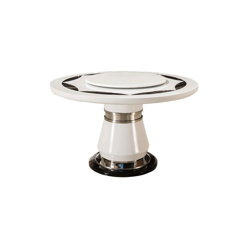 Marble Dining Table Round Pedestal Dining Site Table with Turntable Without Chairs Clearhalo 'Dining Tables & Seating' 'Dining Tables' 'dining_table' 'furn' 'furn_dining_table' 'Furniture' 'Kitchen & Dining Furniture' 7396957