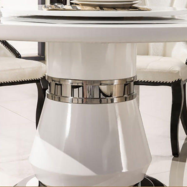 Marble Dining Table Round Pedestal Dining Site Table with Turntable Clearhalo 'Dining Tables & Seating' 'Dining Tables' 'dining_table' 'furn' 'furn_dining_table' 'Furniture' 'Kitchen & Dining Furniture' 7396958