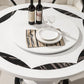 Marble Dining Table Round Pedestal Dining Site Table with Turntable Clearhalo 'Dining Tables & Seating' 'Dining Tables' 'dining_table' 'furn' 'furn_dining_table' 'Furniture' 'Kitchen & Dining Furniture' 7396959