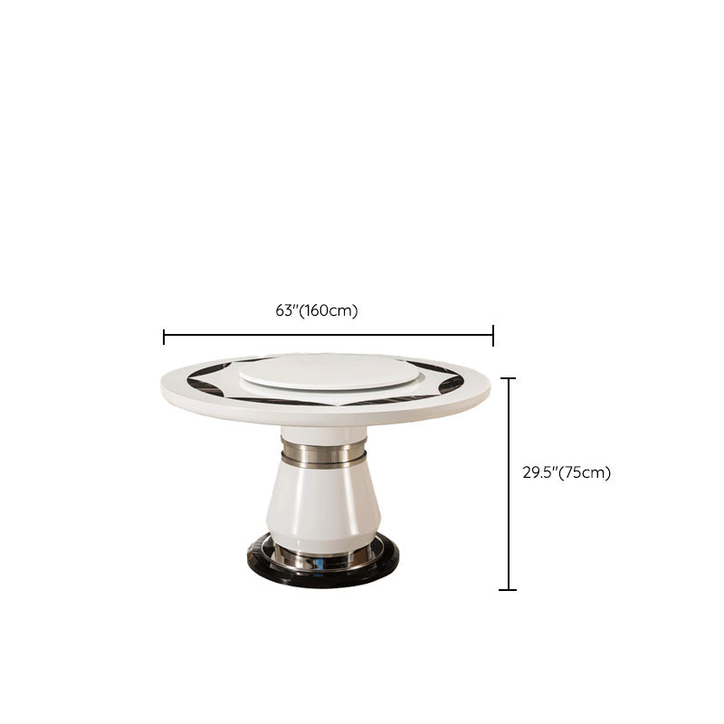 Marble Dining Table Round Pedestal Dining Site Table with Turntable Clearhalo 'Dining Tables & Seating' 'Dining Tables' 'dining_table' 'furn' 'furn_dining_table' 'Furniture' 'Kitchen & Dining Furniture' 7396965