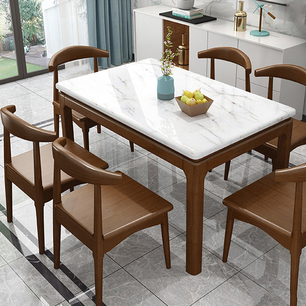Rectangle Dining Site Table Contemporary Style Faux Marble Furniture