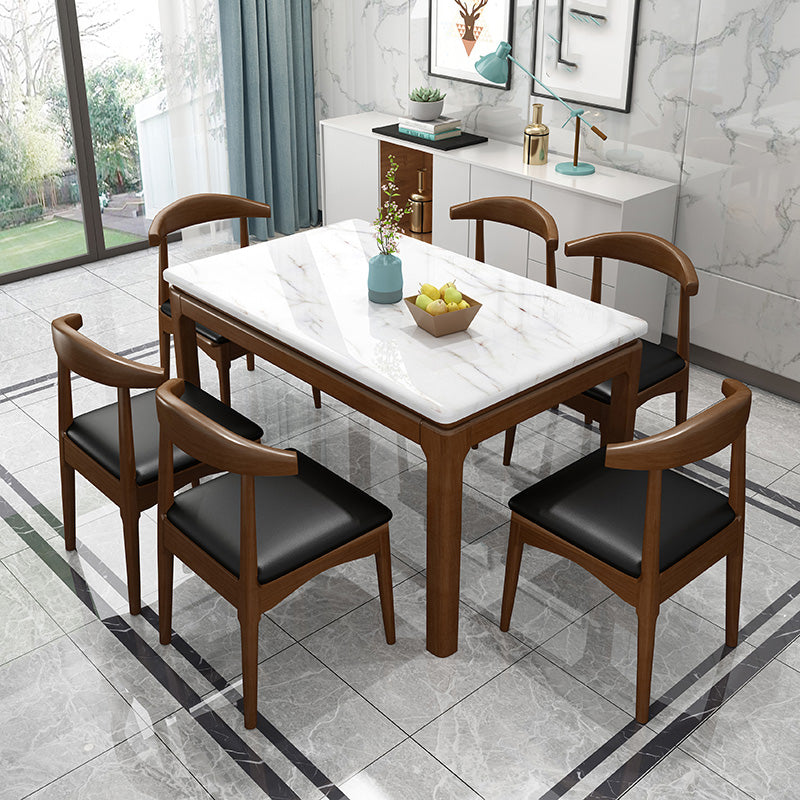 Rectangle Dining Site Table Contemporary Style Faux Marble Furniture