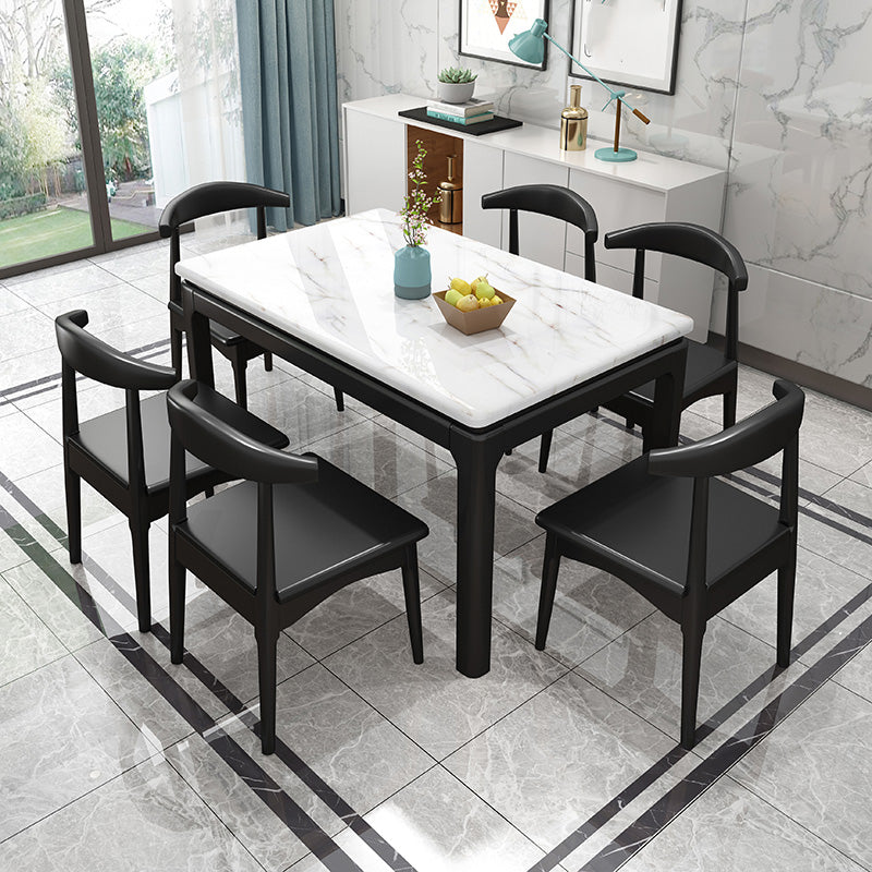 Rectangle Dining Site Table Contemporary Style Faux Marble Furniture