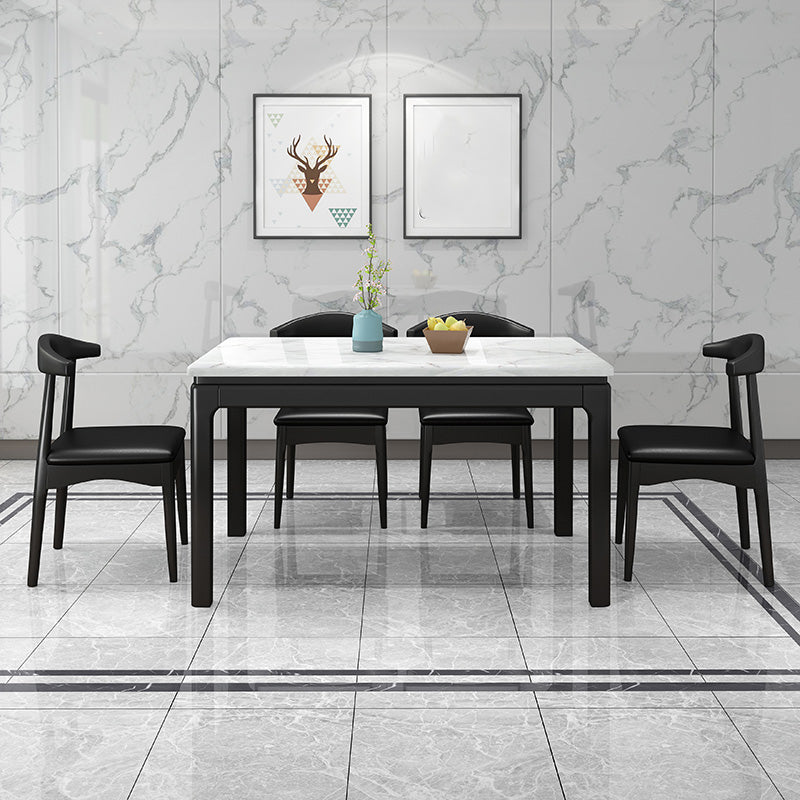 Rectangle Dining Site Table Contemporary Style Faux Marble Furniture