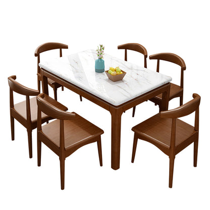 Rectangle Dining Site Table Contemporary Style Faux Marble Furniture