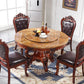 Faux Marble Dining Table Traditional Round Dinette Table with Turntable Clearhalo 'Dining Tables & Seating' 'Dining Tables' 'dining_table' 'furn' 'furn_dining_table' 'Furniture' 'Kitchen & Dining Furniture' 7396982