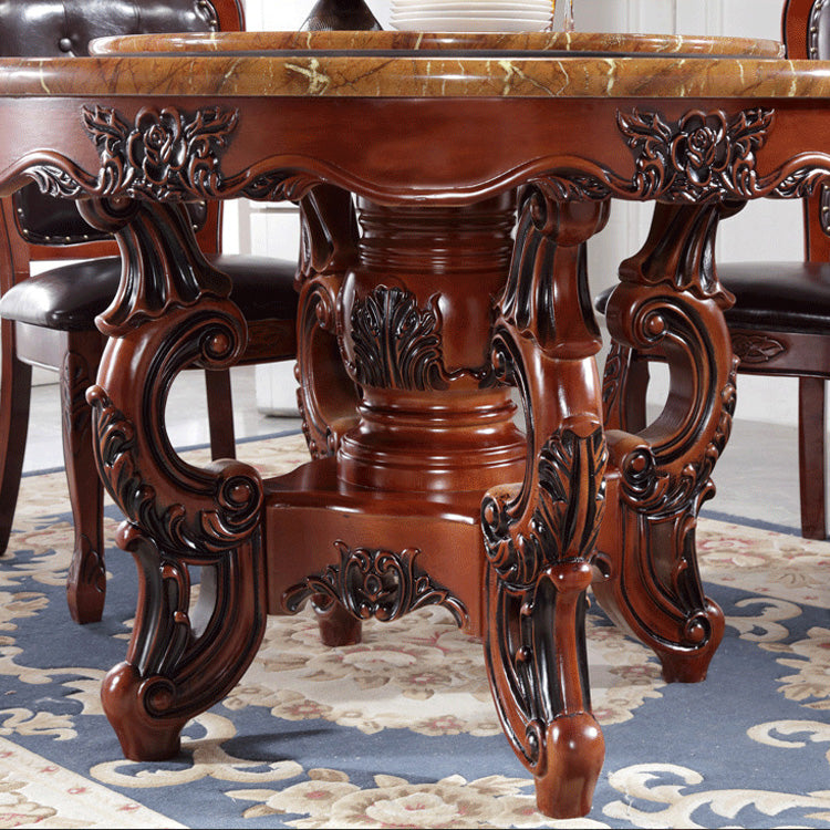 Faux Marble Dining Table Traditional Round Dinette Table with Turntable Clearhalo 'Dining Tables & Seating' 'Dining Tables' 'dining_table' 'furn' 'furn_dining_table' 'Furniture' 'Kitchen & Dining Furniture' 7396984