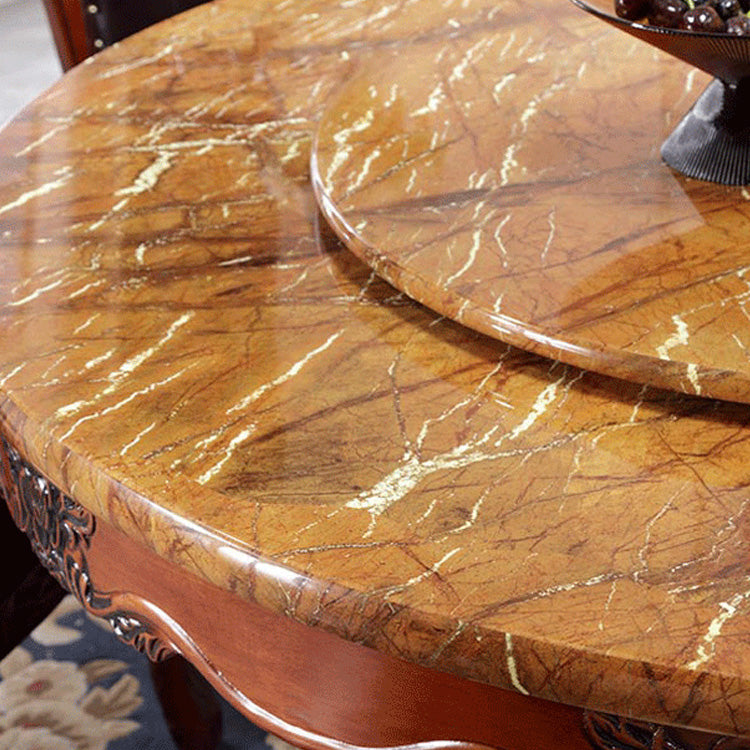 Faux Marble Dining Table Traditional Round Dinette Table with Turntable Clearhalo 'Dining Tables & Seating' 'Dining Tables' 'dining_table' 'furn' 'furn_dining_table' 'Furniture' 'Kitchen & Dining Furniture' 7396986