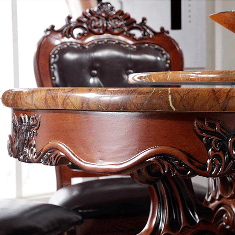 Faux Marble Dining Table Traditional Round Dinette Table with Turntable Clearhalo 'Dining Tables & Seating' 'Dining Tables' 'dining_table' 'furn' 'furn_dining_table' 'Furniture' 'Kitchen & Dining Furniture' 7396987