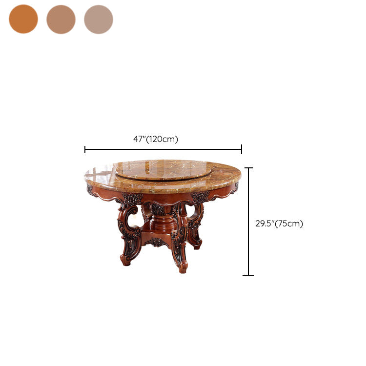 Faux Marble Dining Table Traditional Round Dinette Table with Turntable Clearhalo 'Dining Tables & Seating' 'Dining Tables' 'dining_table' 'furn' 'furn_dining_table' 'Furniture' 'Kitchen & Dining Furniture' 7396989