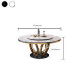Faux Marble Dining Table Luxury Round Dining Site Table with Turntable