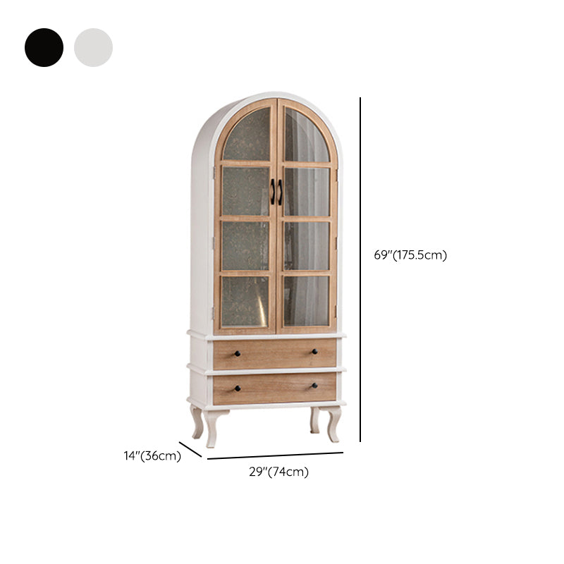 Glass Door Accent Cabinet Distressed Wood Industrial Storage Cabinet