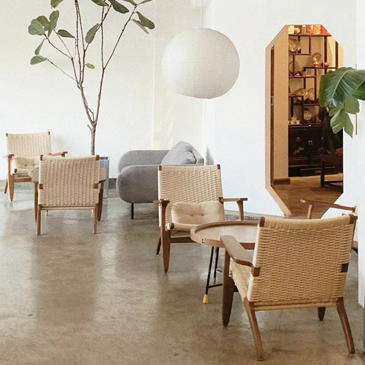 Eigentijdse massief houten stoel stoel huizen riet achter eetstoel