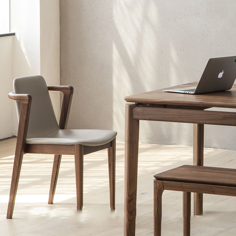 Home Walnut Wood Dining Chair Contemporary Upholstered Arm Chair Clearhalo 'Dining Chairs' 'Dining Tables & Seating' 'dining_chair' 'furn' 'furn_dining_chair' 'Furniture' 'Kitchen & Dining Furniture' 7397514
