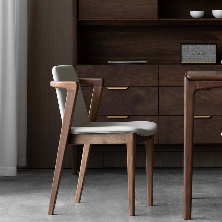 Home Walnut Wood Dining Chair Contemporary Upholstered Arm Chair Clearhalo 'Dining Chairs' 'Dining Tables & Seating' 'dining_chair' 'furn' 'furn_dining_chair' 'Furniture' 'Kitchen & Dining Furniture' 7397519