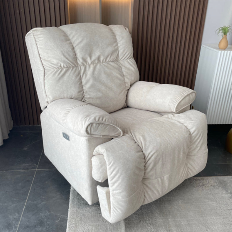 Microsuede Swiveling Recliner Chair Modern Pillow Top Arm Recliners with USB Cord Clearhalo 'Chairs & Seating' 'furn' 'furn_recliners' 'Furniture' 'Living Room Furniture' 'Recliners' 7397634