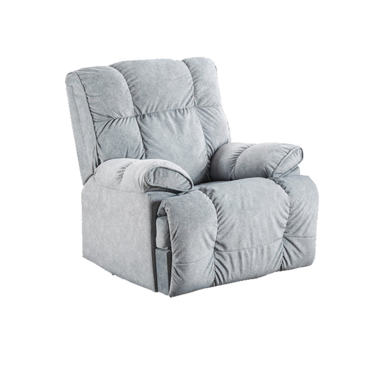 Microsuede Swiveling Recliner Chair Modern Pillow Top Arm Recliners with USB Cord 39"L x 41"W x 41"H Light Grey Clearhalo 'Chairs & Seating' 'furn' 'furn_recliners' 'Furniture' 'Living Room Furniture' 'Recliners' 7397637
