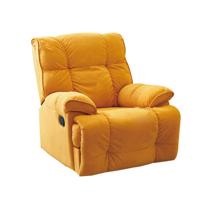 Microsuede Swiveling Recliner Chair Modern Pillow Top Arm Recliners with USB Cord 39"L x 41"W x 41"H Lemon Yellow Clearhalo 'Chairs & Seating' 'furn' 'furn_recliners' 'Furniture' 'Living Room Furniture' 'Recliners' 7397639