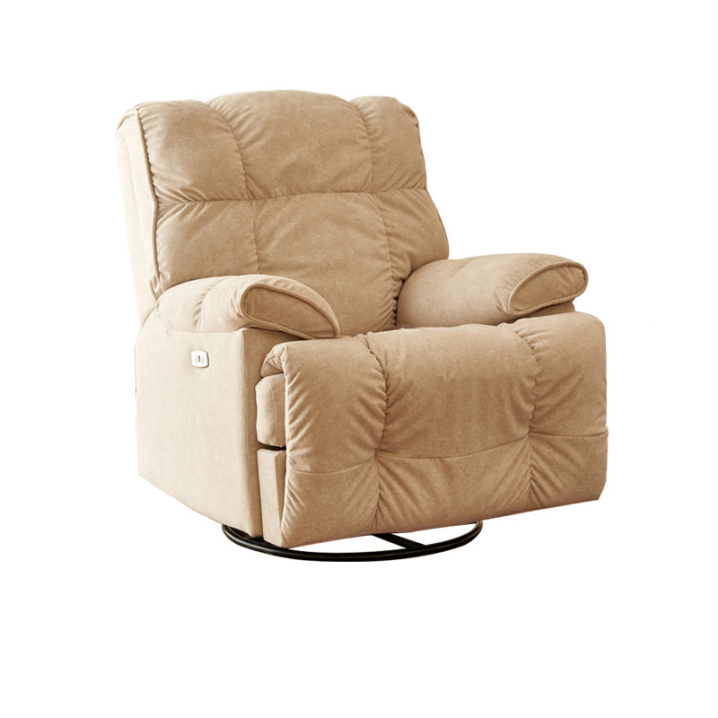 Microsuede Swiveling Recliner Chair Modern Pillow Top Arm Recliners with USB Cord Clearhalo 'Chairs & Seating' 'furn' 'furn_recliners' 'Furniture' 'Living Room Furniture' 'Recliners' 7397640