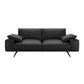 Leather Sofa in Black Stain Resistant Living Room Seating with Pillows