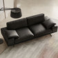 Leather Sofa in Black Stain Resistant Living Room Seating with Pillows