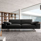 Leather Sofa in Black Stain Resistant Living Room Seating with Pillows