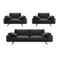 Leather Sofa in Black Stain Resistant Living Room Seating with Pillows