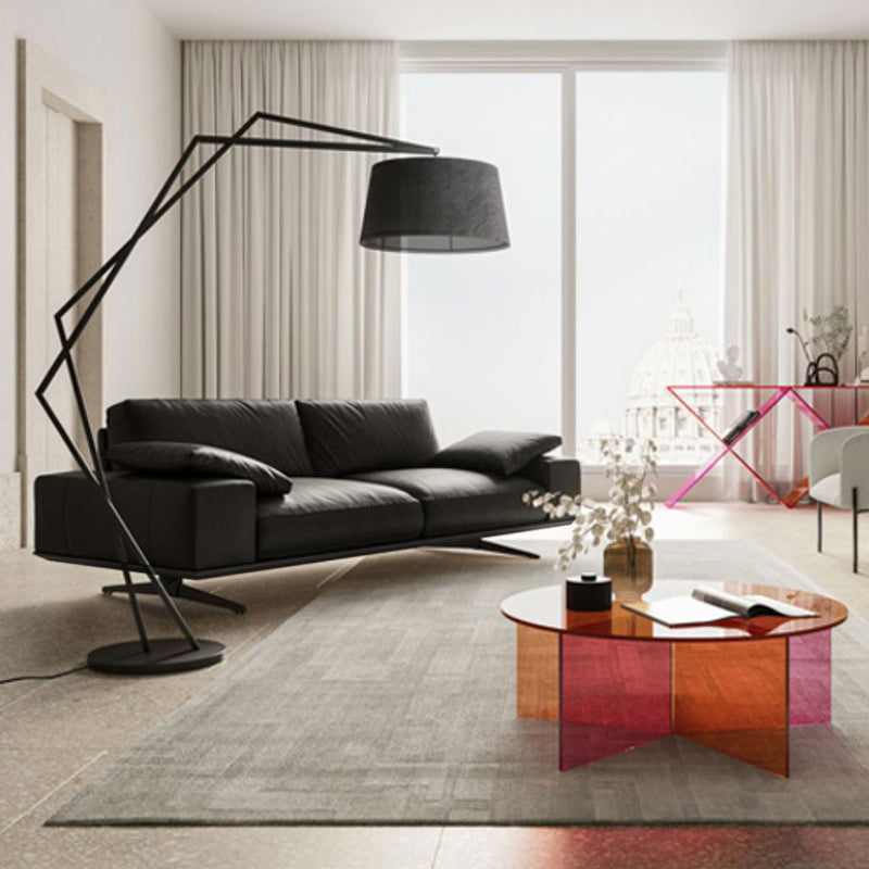 Leather Sofa in Black Stain Resistant Living Room Seating with Pillows