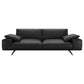 Leather Sofa in Black Stain Resistant Living Room Seating with Pillows