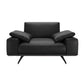 Leather Sofa in Black Stain Resistant Living Room Seating with Pillows