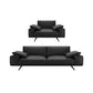 Leather Sofa in Black Stain Resistant Living Room Seating with Pillows