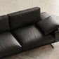 Leather Sofa in Black Stain Resistant Living Room Seating with Pillows