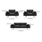 Leather Sofa in Black Stain Resistant Living Room Seating with Pillows